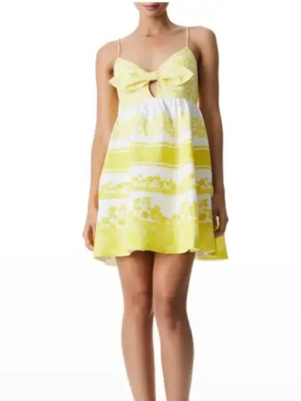 Womens Alice + Olivia Yellow (Item-11) Floral Melvina Tie Front Babydoll Dress 8